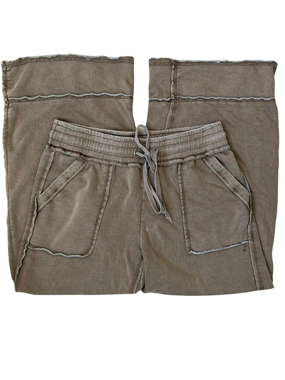 Anthropologie Daily Practice Wide Leg Sweatpants Heathered Brown Size S - Picture 2 of 7